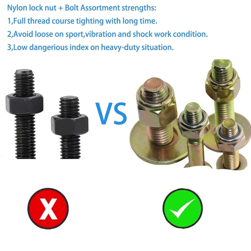 Metalsuberg 5/16" x 1" Carriage Bolts by Color Galvanization of Square Neck with Nylon Lock nut and Large Size Washer Assortment Kit,Carbon Steel,Grade 2.(8pcs Pack) - Image 3